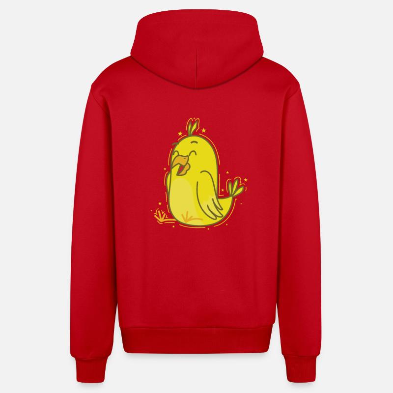 drôle de canari jaune - Veste à capuche bio décontractée fabriquée en UE - rouge