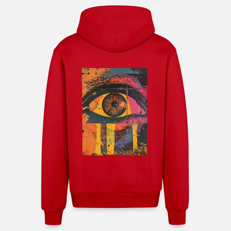 Pop Art Oeil Graffiti - Veste à capuche bio décontractée fabriquée en UE - rouge