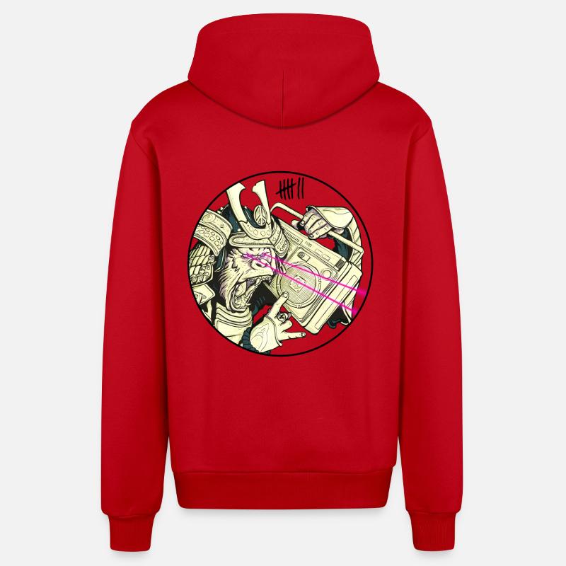 7 Vêtements - Gorilla Samurai - Veste à capuche bio décontractée fabriquée en UE - rouge