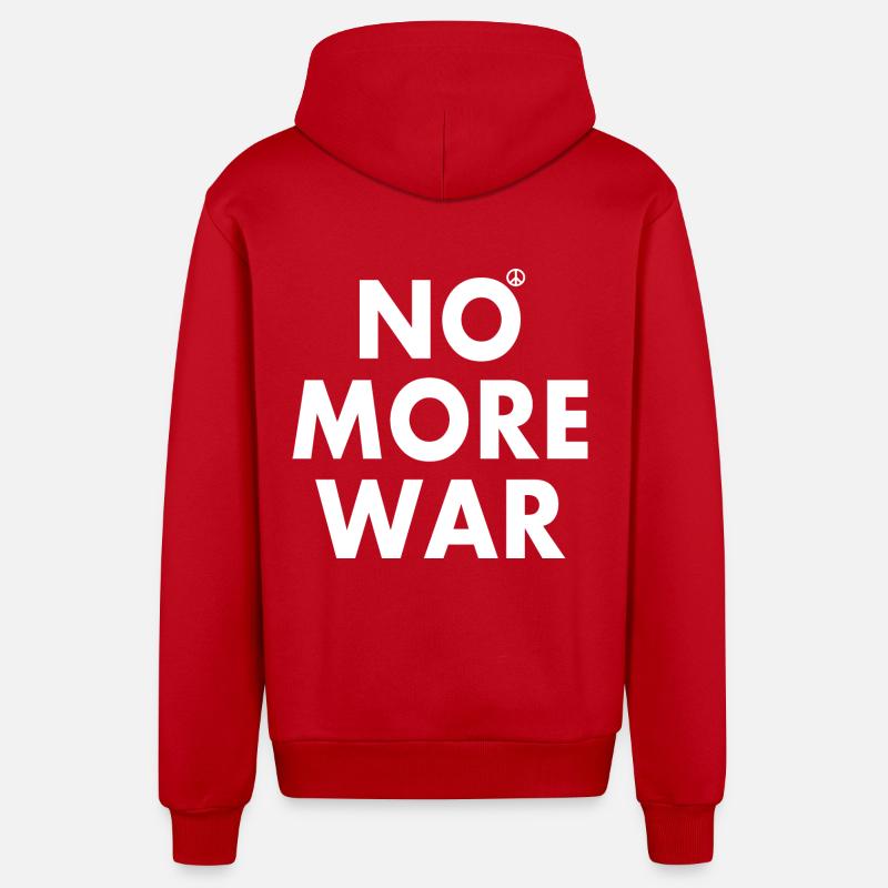 No more war - Veste à capuche bio décontractée fabriquée en UE - rouge