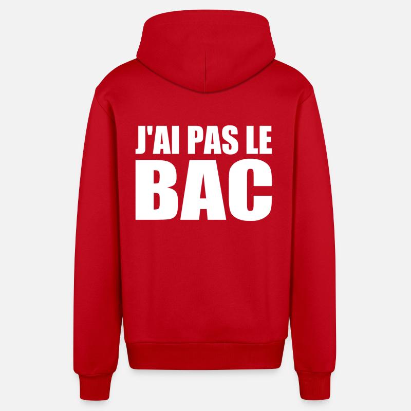 j'ai pas le bac - Veste à capuche bio décontractée fabriquée en UE - rouge