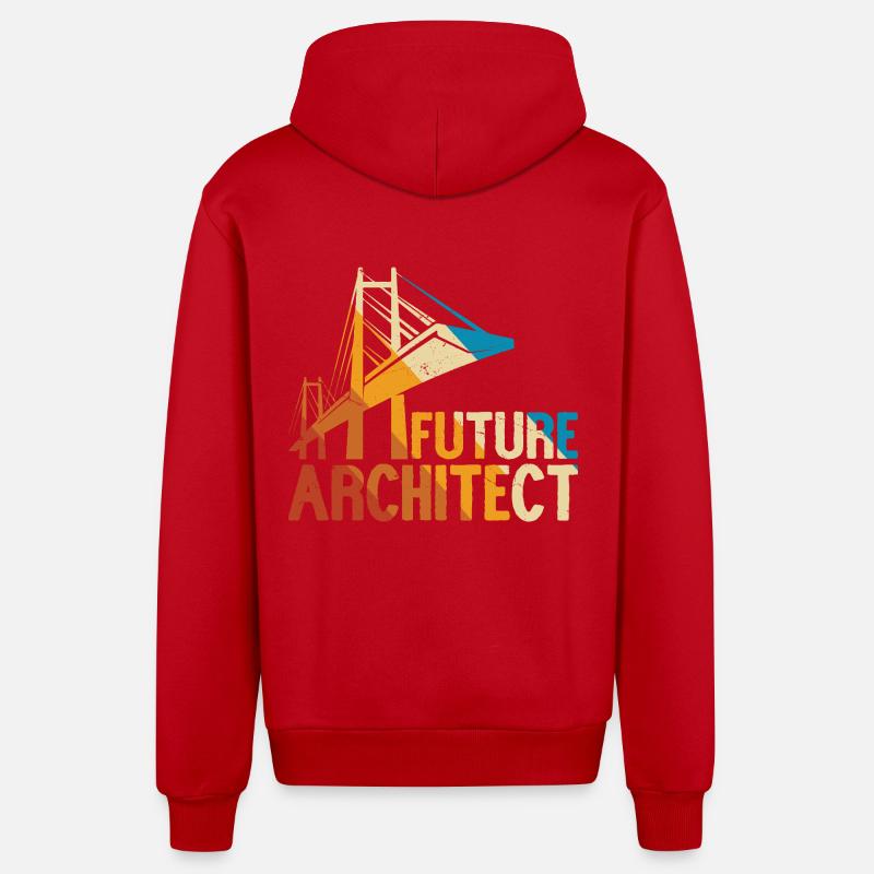 Architecte - Veste à capuche bio décontractée fabriquée en UE - rouge