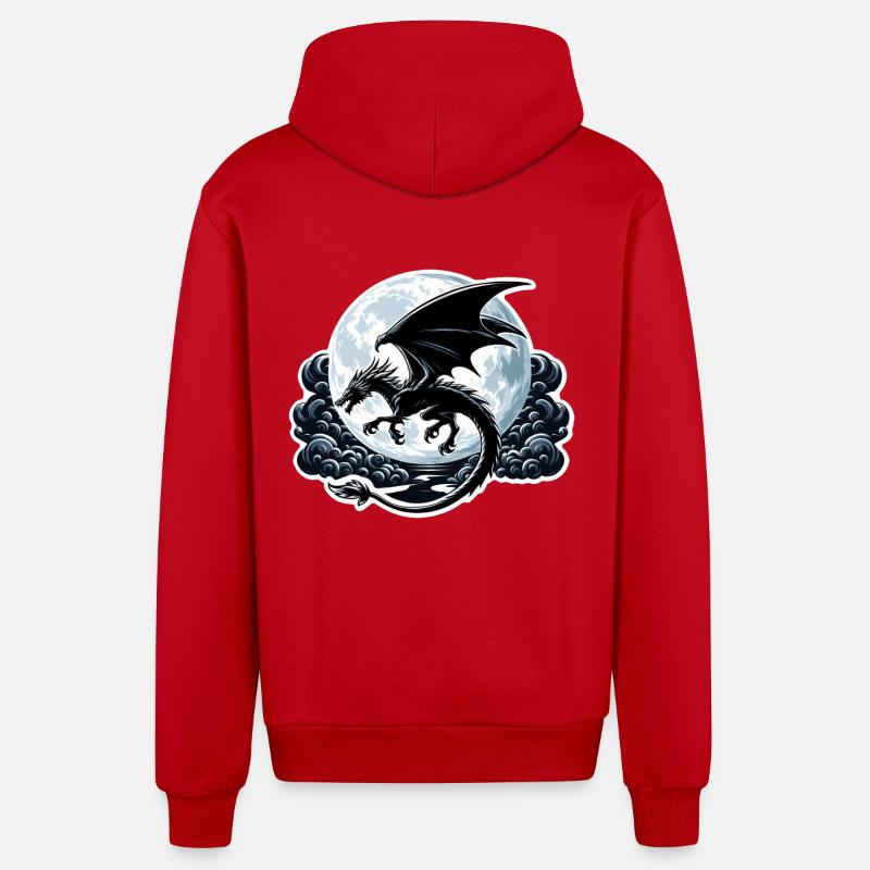 Silhouette de dragon mystique - Veste à capuche bio décontractée fabriquée en UE - rouge