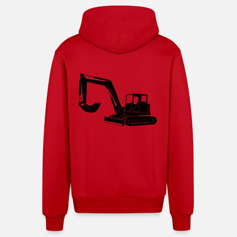 Baggerfahrer Silhouette - Baugeräteführer - Organic Relaxed Kapuzenjacke Made in EU - Rot