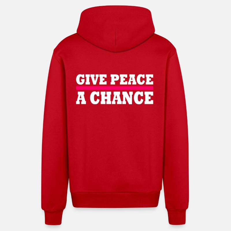 Give peace a chance - Veste à capuche bio décontractée fabriquée en UE - rouge