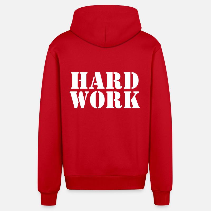 Hard work - Veste à capuche bio décontractée fabriquée en UE - rouge