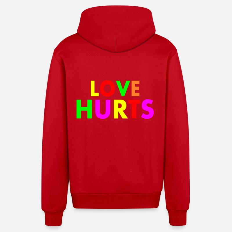 Love hurts - Veste à capuche bio décontractée fabriquée en UE - rouge