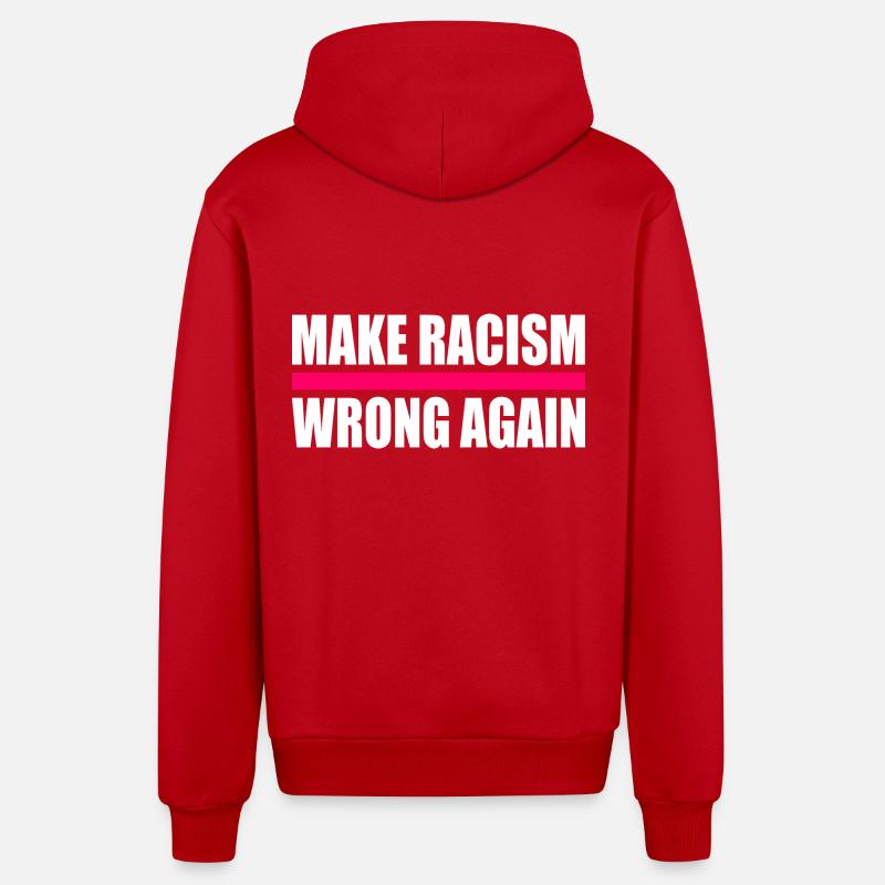 make racism wrong again - Veste à capuche bio décontractée fabriquée en UE - rouge
