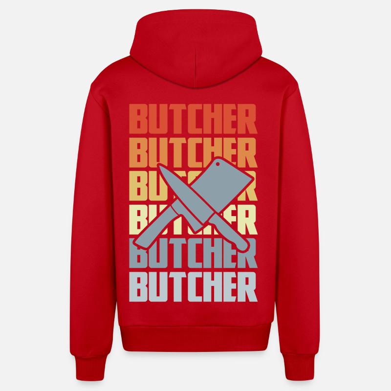 Boucher rétro - Veste à capuche bio décontractée fabriquée en UE - rouge