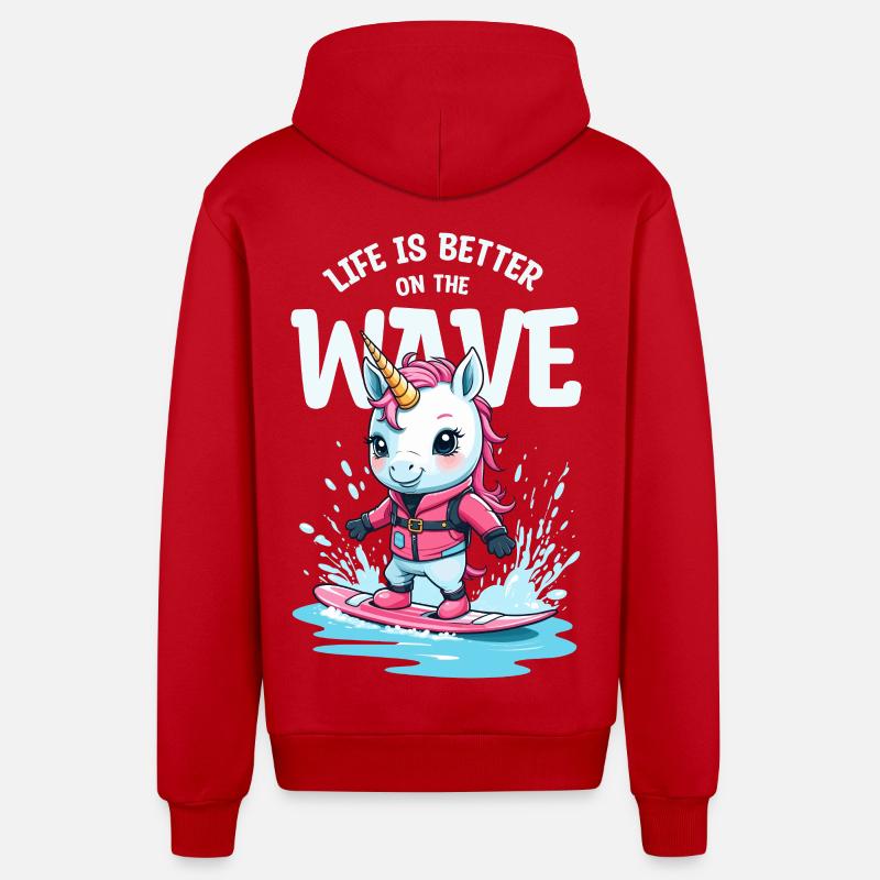 Wakeboard Einhorn - Organic Relaxed Kapuzenjacke Made in EU - Rot
