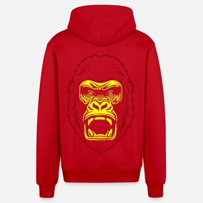 Singe Humain - Gorille - Veste à capuche bio décontractée fabriquée en UE - rouge