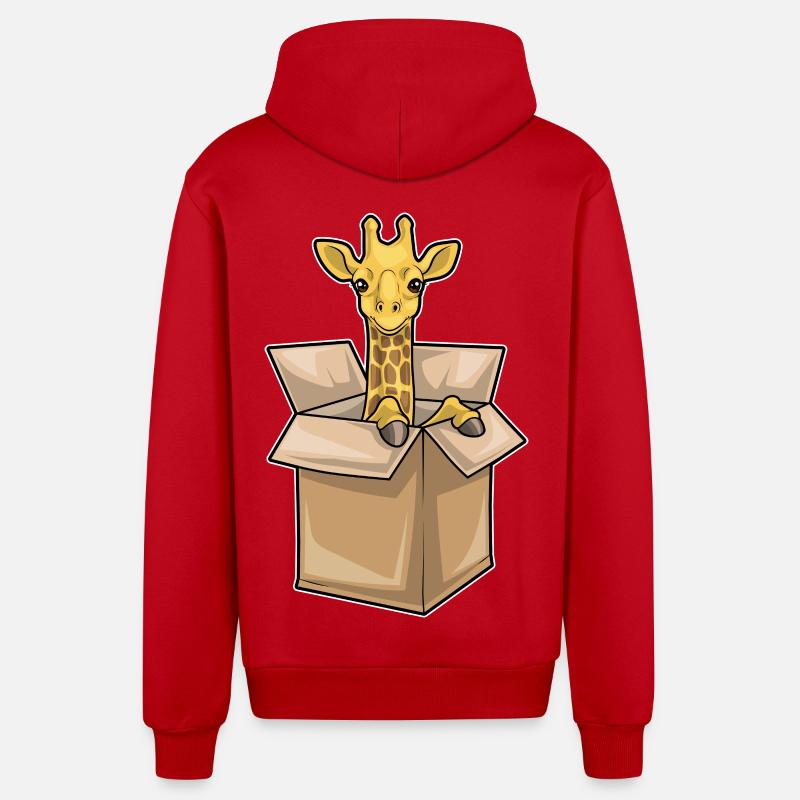 Giraffe Karton - Organic Relaxed Kapuzenjacke Made in EU - Rot