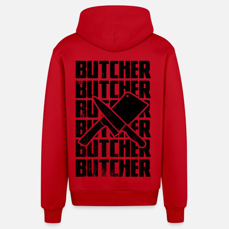 Boucher - Veste à capuche bio décontractée fabriquée en UE - rouge