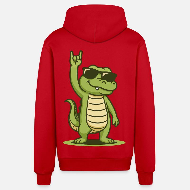 Rock’n’Roll Crocodile Bébé - Veste à capuche bio décontractée fabriquée en UE - rouge