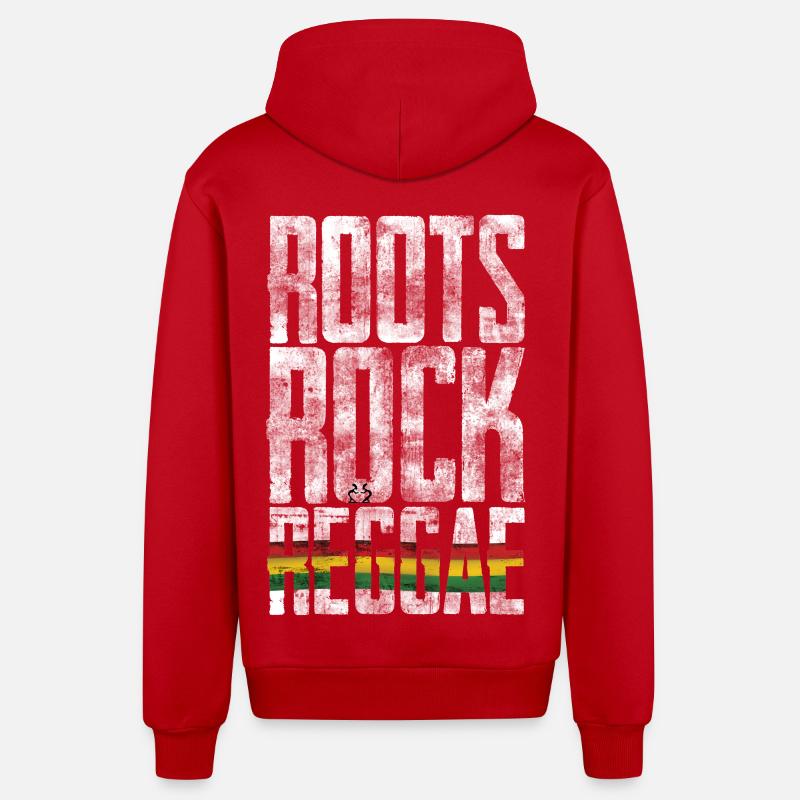 Drapeau Roots Rock Reggae - Veste à capuche bio décontractée fabriquée en UE - rouge