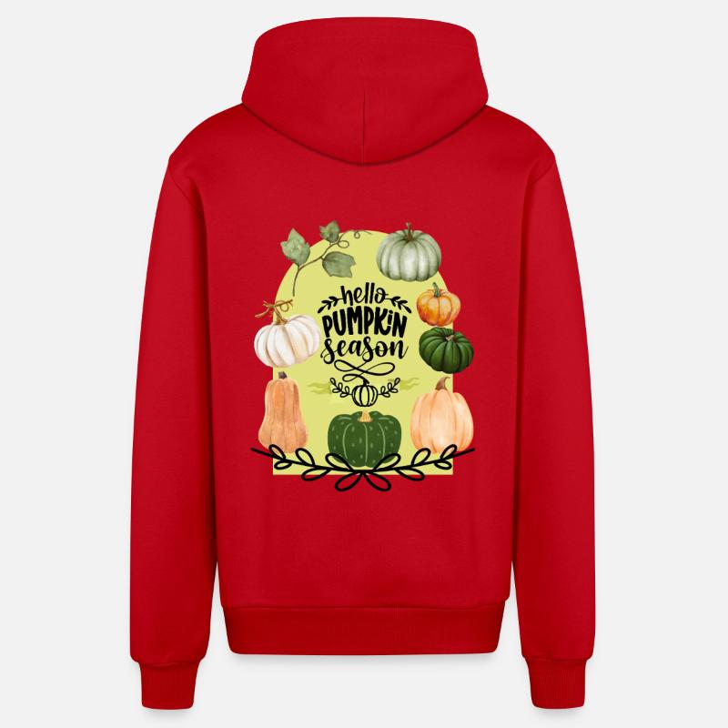 Bonjour la saison des citrouilles - Veste à capuche bio décontractée fabriquée en UE - rouge
