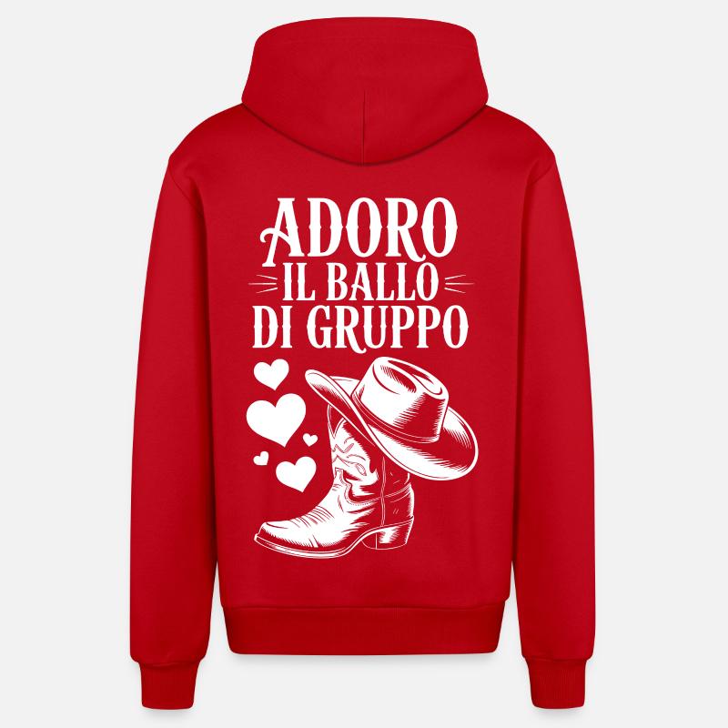 J’adore danser en groupe - Veste à capuche bio décontractée fabriquée en UE - rouge