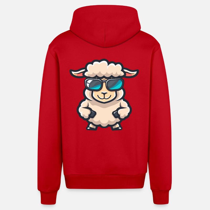 Bande dessinée cool de mouton - Veste à capuche bio décontractée fabriquée en UE - rouge