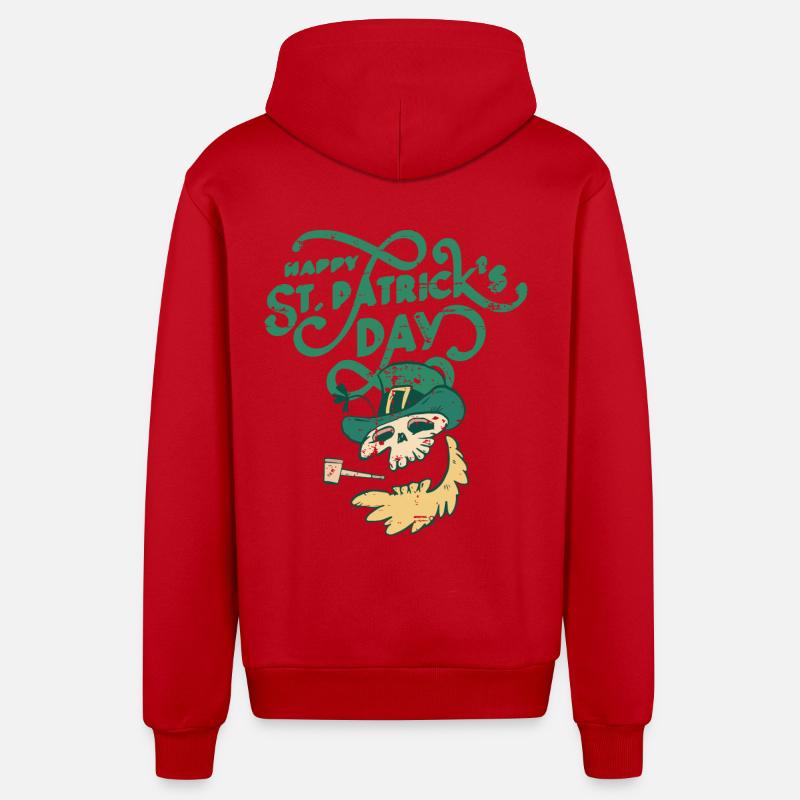 Saint-Patrick, - Veste à capuche bio décontractée fabriquée en UE - rouge