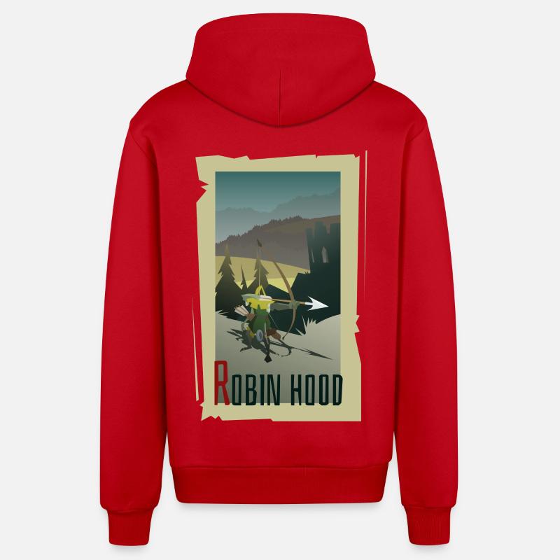 Robin des Bois - Veste à capuche bio décontractée fabriquée en UE - rouge