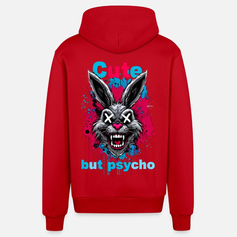 Lapin mignon mais psychique - Veste à capuche bio décontractée fabriquée en UE - rouge