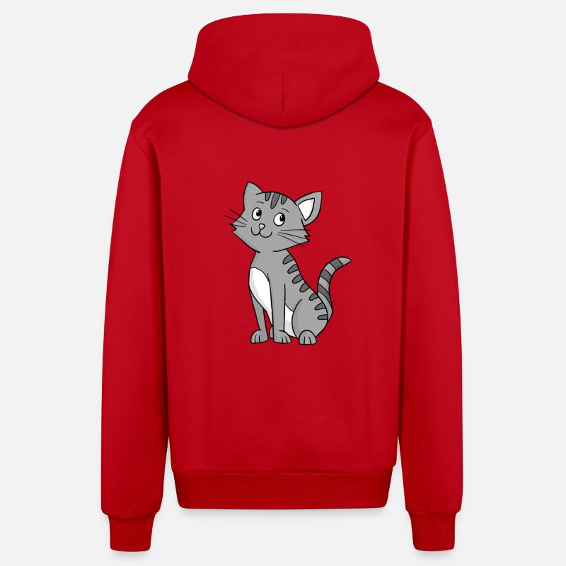 Graue Katze - Organic Relaxed Kapuzenjacke Made in EU - Rot