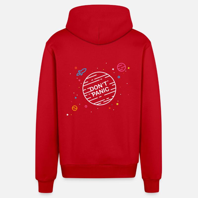 Do not panic - Organic Relaxed Hooded Jacket Made in EU - red