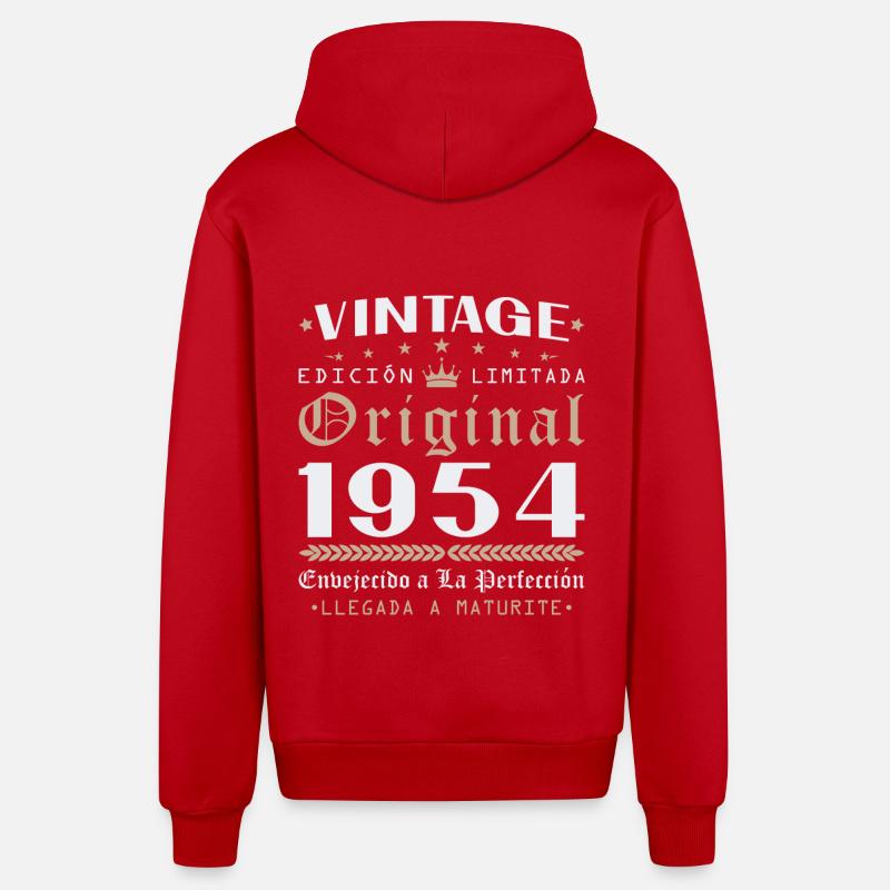 Vinatge 1954 Cadeau d’anniversaire - Veste à capuche bio décontractée fabriquée en UE - rouge