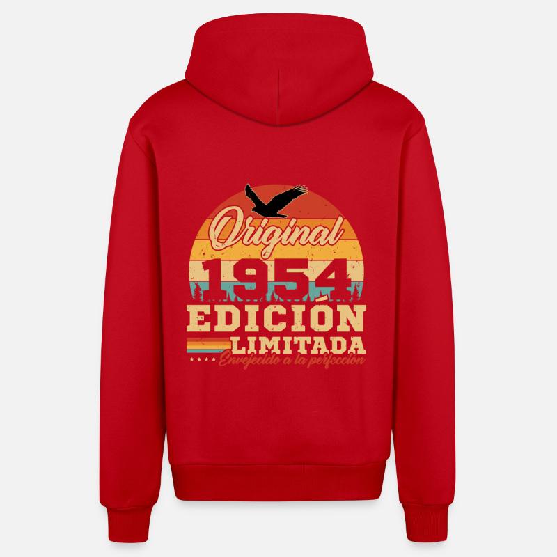 Vinatge 1954 Cadeau d’anniversaire - Veste à capuche bio décontractée fabriquée en UE - rouge