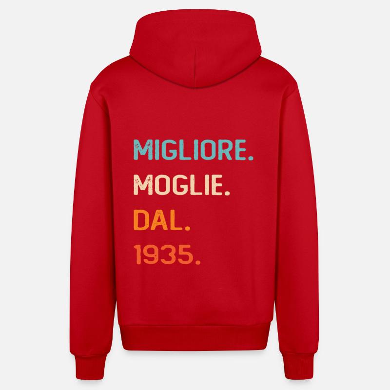 Meilleure épouse depuis 1935 - Veste à capuche bio décontractée fabriquée en UE - rouge