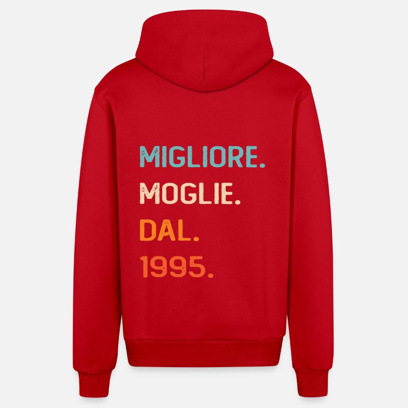 Épouse depuis 1995 - Veste à capuche bio décontractée fabriquée en UE - rouge