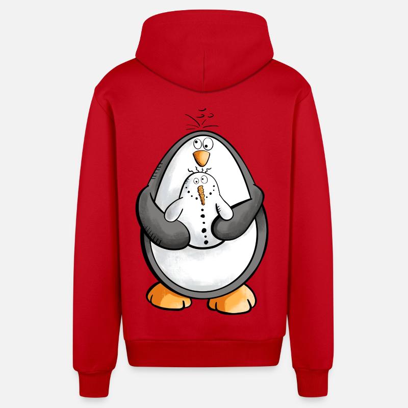 Pinguin und Schneemann sind beste Freunde - Organic Relaxed Kapuzenjacke Made in EU - Rot