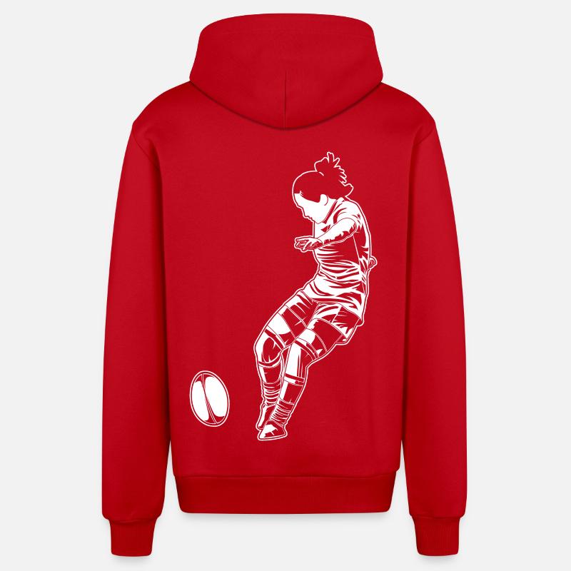 Joueuse de rugby filles - Veste à capuche bio décontractée fabriquée en UE - rouge