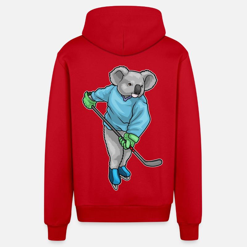 Koala Eishockey Eishockeyschläger - Organic Relaxed Kapuzenjacke Made in EU - Rot