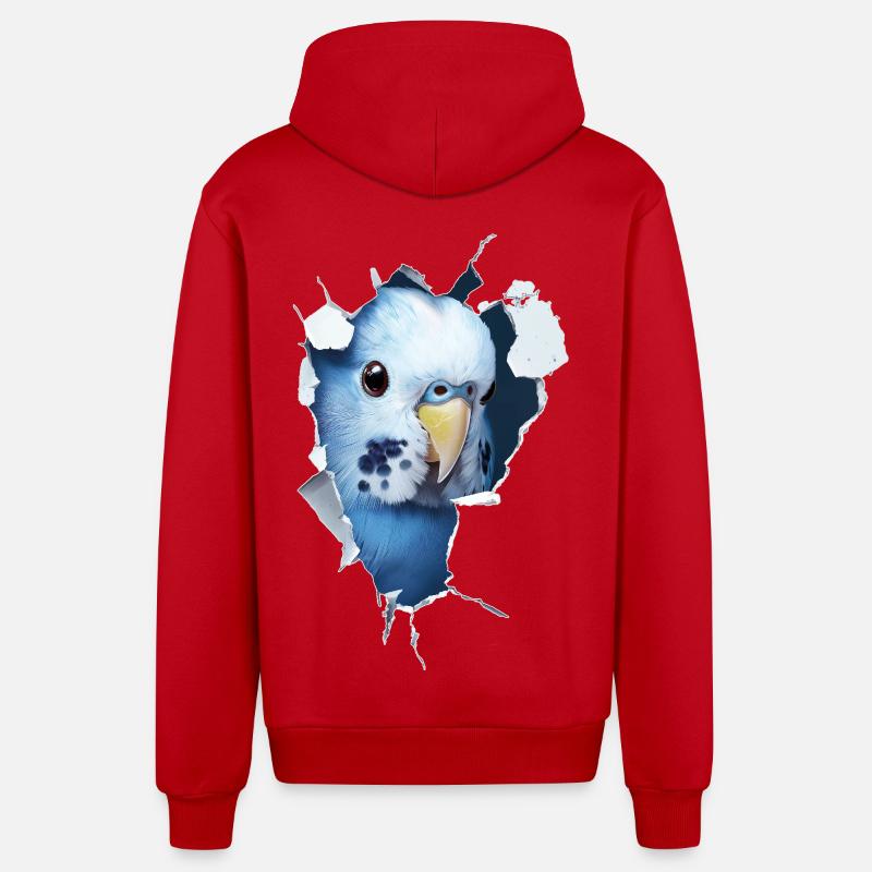 Perruche ondulée - Veste à capuche bio décontractée fabriquée en UE - rouge