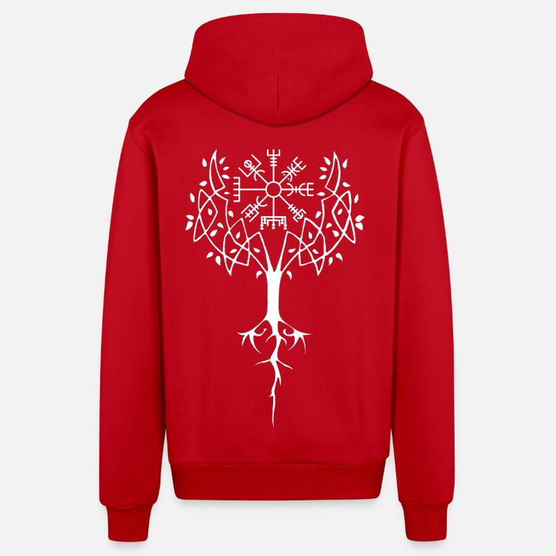 Arbre runique de vie (blanc) - Veste à capuche bio décontractée fabriquée en UE - rouge