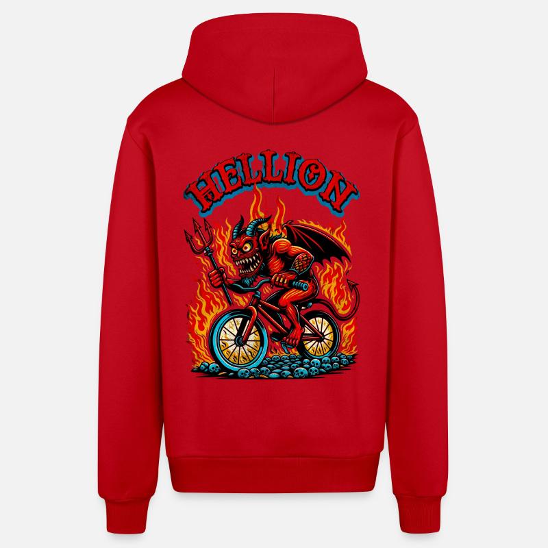 Hellion - Veste à capuche bio décontractée fabriquée en UE - rouge