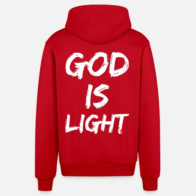 god is light - Organic Relaxed Hooded Jacket Made in EU - red