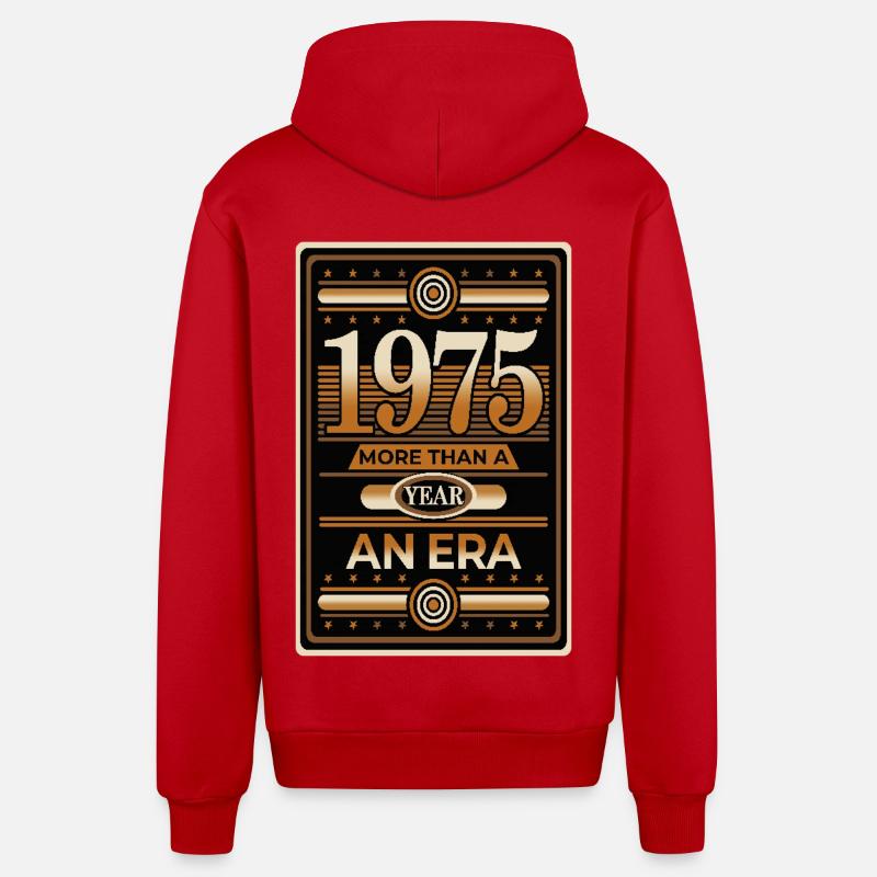 1975 Plus d’un an - Veste à capuche bio décontractée fabriquée en UE - rouge