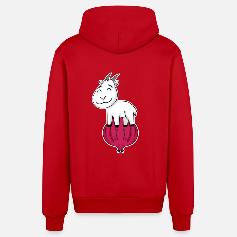 Oignon Chèvre Chèvre - Veste à capuche bio décontractée fabriquée en UE - rouge