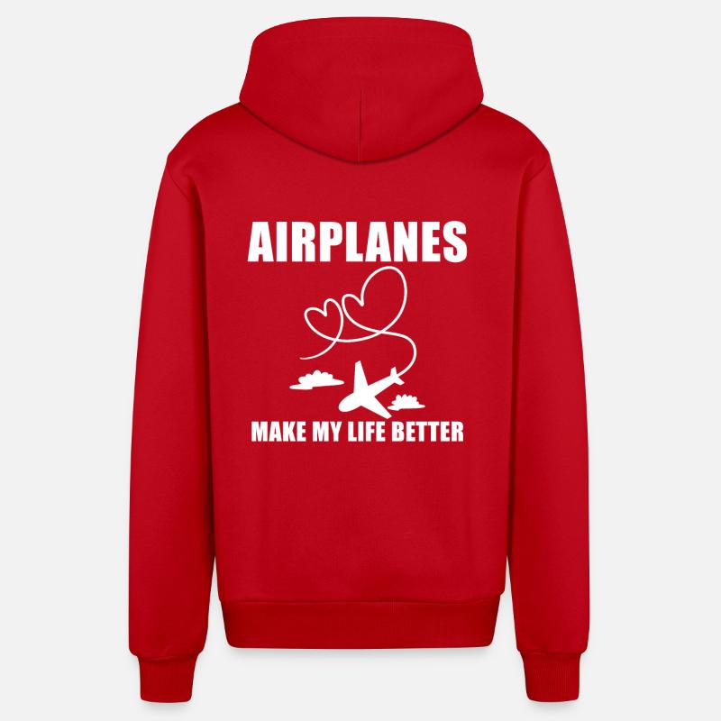 Airplane Pilot Saying Gift - Organic Relaxed Hooded Jacket Made in EU - red