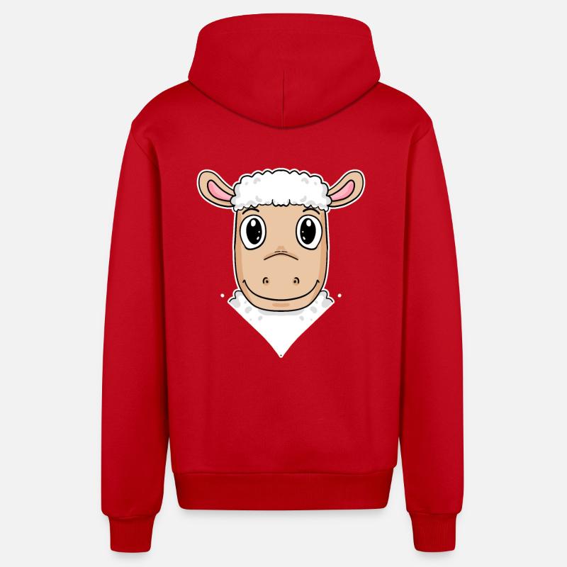 Illustration de moutons - Veste à capuche bio décontractée fabriquée en UE - rouge