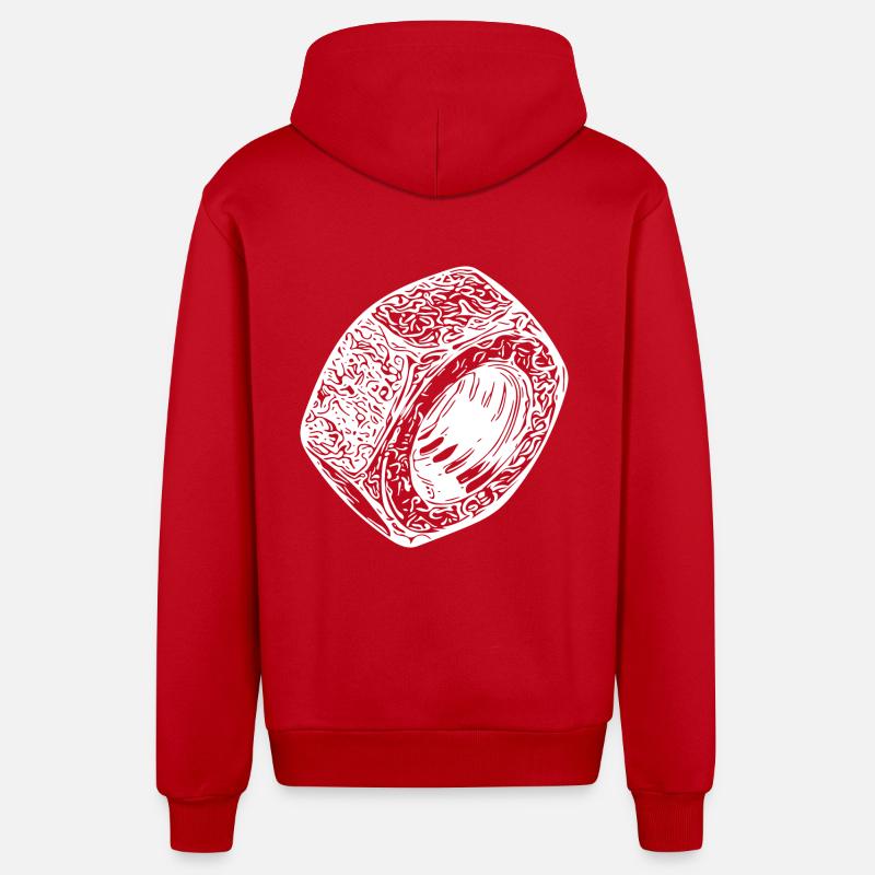 Schraubenmutter heller Oberfläche - Organic Relaxed Kapuzenjacke Made in EU - Rot