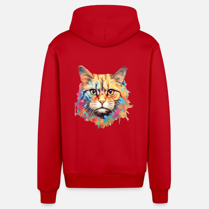 Chat - Veste à capuche bio décontractée fabriquée en UE - rouge