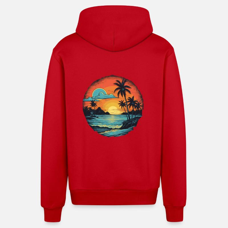 Plage - Veste à capuche bio décontractée fabriquée en UE - rouge