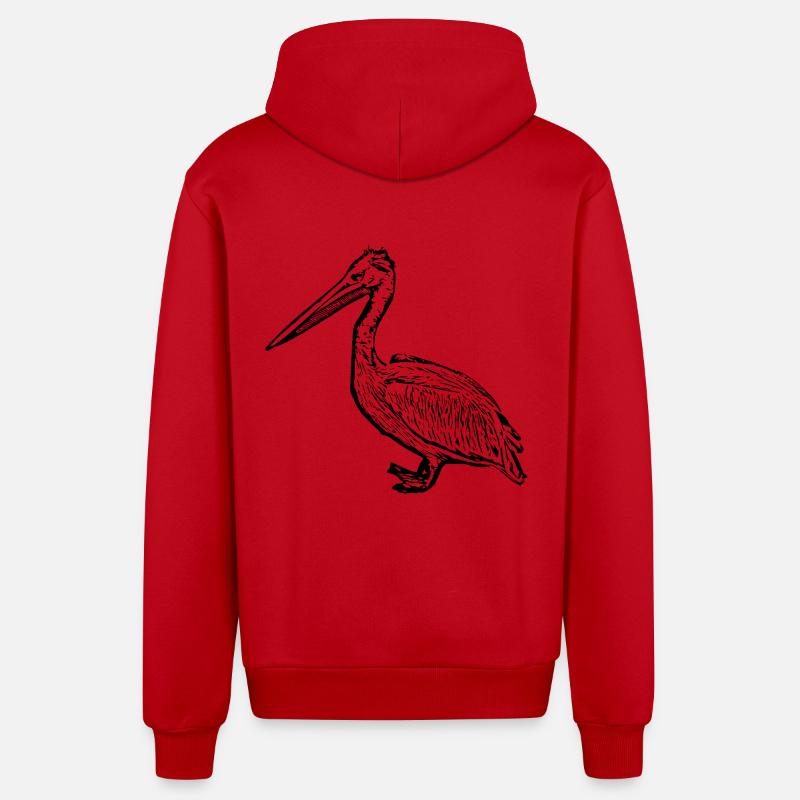 Pélicans Oiseaux Oiseaux Pelecanus - Veste à capuche bio décontractée fabriquée en UE - rouge