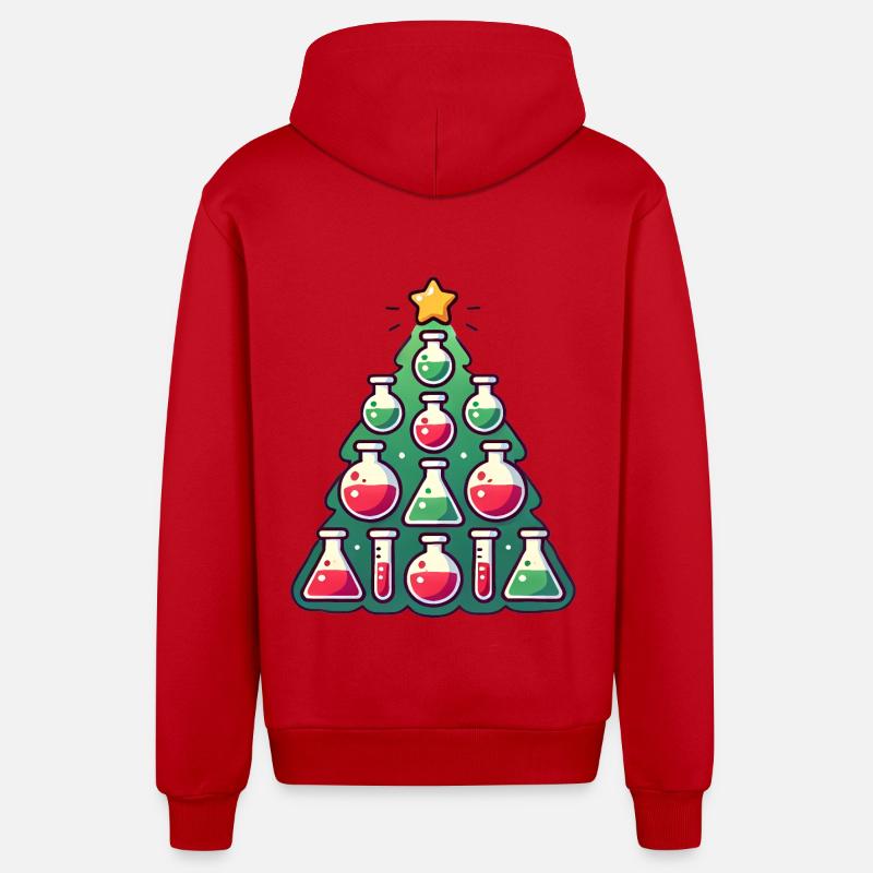 Chimie Conception d’arbre de Noël - Veste à capuche bio décontractée fabriquée en UE - rouge