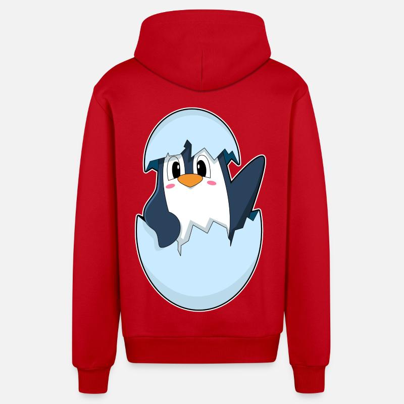 Pinguin Eierschale - Organic Relaxed Kapuzenjacke Made in EU - Rot