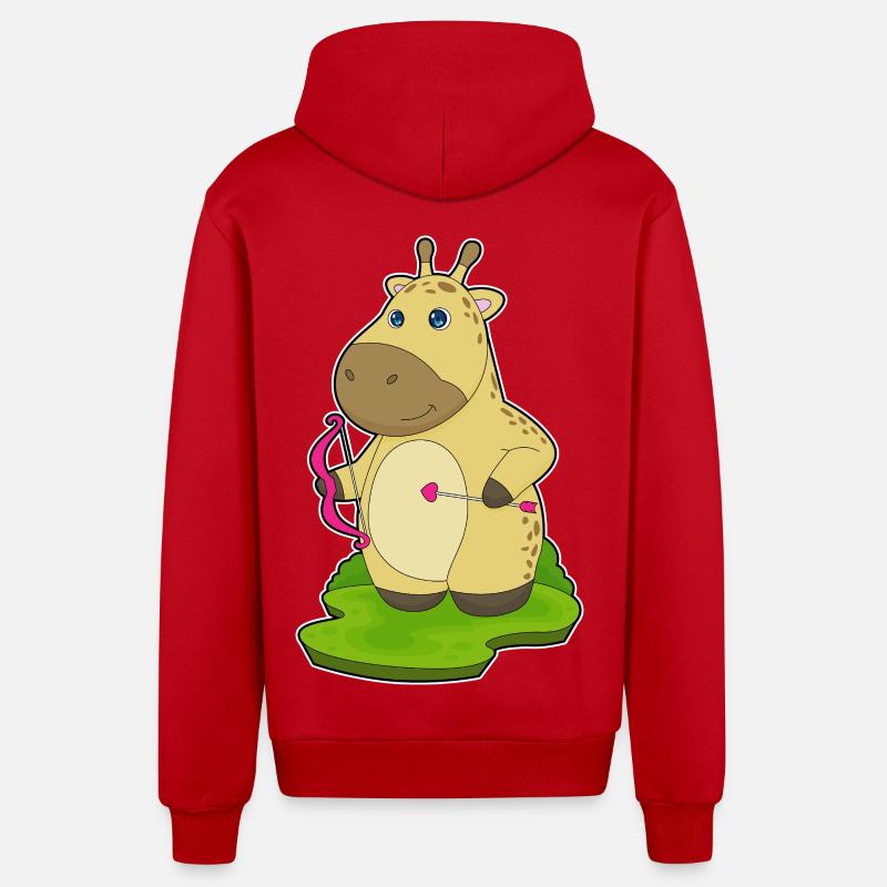 Flèche d’arc d’arc girafe - Veste à capuche bio décontractée fabriquée en UE - rouge