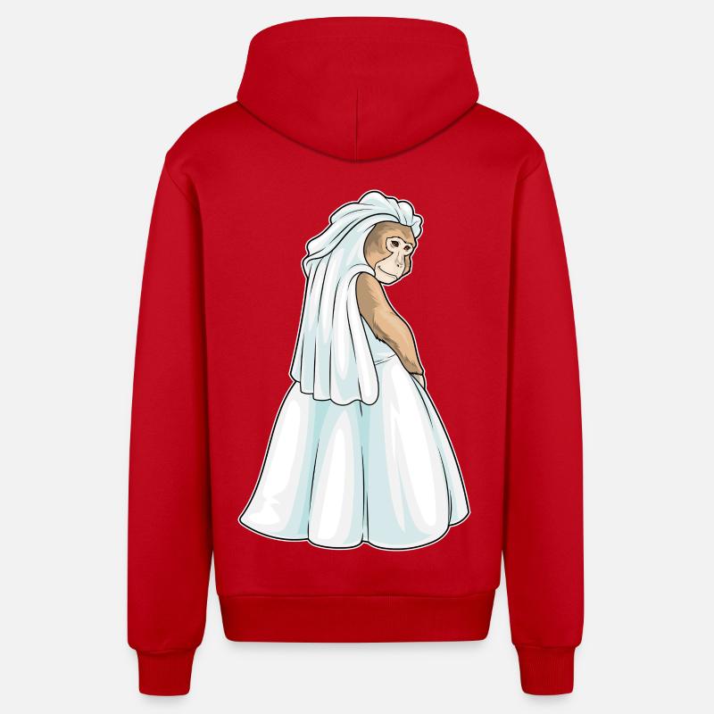 Singe Voile de mariée Mariage - Veste à capuche bio décontractée fabriquée en UE - rouge